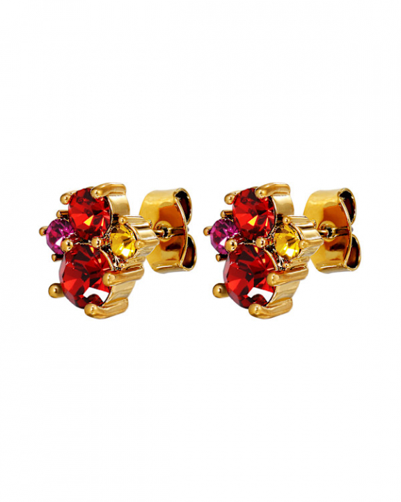 BILLIS SG RED / PINK EARRINGS GOLD i gruppen Øredobber / Gulløredobber hos SCANDINAVIAN JEWELRY DESIGN (470139)