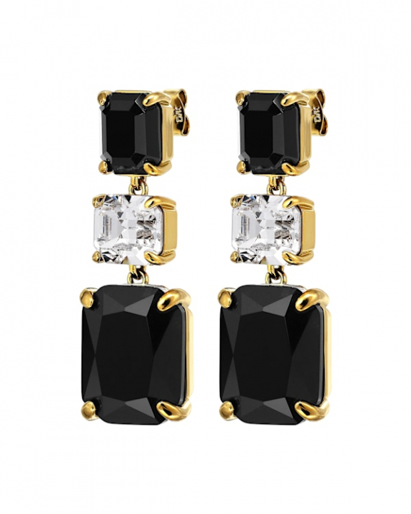 ESMARA SG BLACK / CRYSTAL EARRINGS GOLD i gruppen Øredobber / Gulløredobber hos SCANDINAVIAN JEWELRY DESIGN (470149)