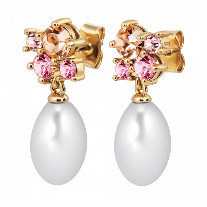 PETUN SG ROSE / WHITE PEARL Earrings Gold i gruppen Øredobber / Perleøredobber hos SCANDINAVIAN JEWELRY DESIGN (480056)