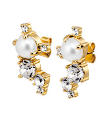 CURRA SG CRYSTAL/WHITE PEARL Earrings Gold i gruppen Øredobber / Perleøredobber hos SCANDINAVIAN JEWELRY DESIGN (480085)
