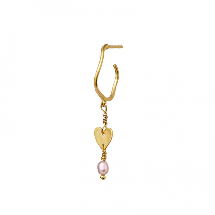 Heart Øreringer Gull (Single) i gruppen Øredobber / Perleøredobber hos SCANDINAVIAN JEWELRY DESIGN (9825a)