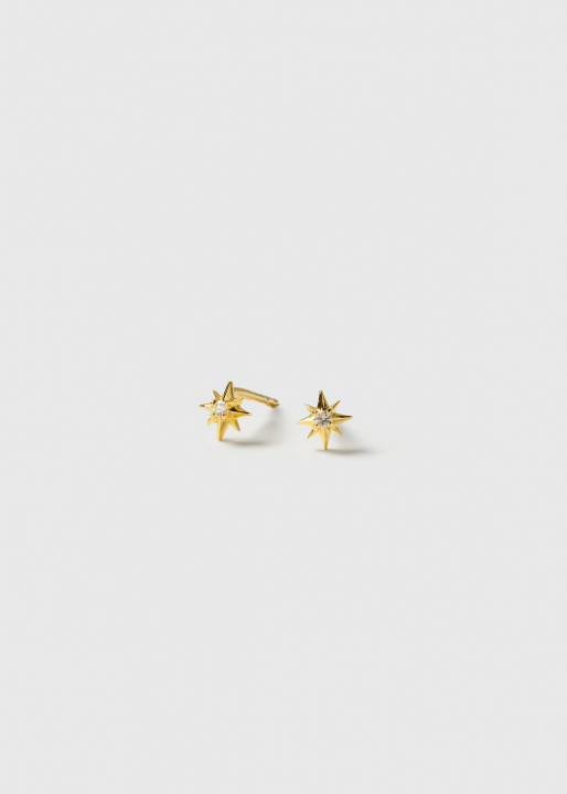 North Star Studs Earrings Gold i gruppen Øredobber / Gulløredobber hos SCANDINAVIAN JEWELRY DESIGN (EG1215)