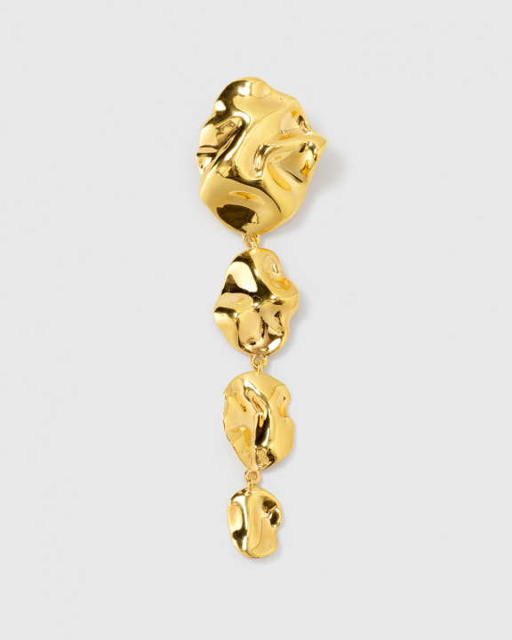 Moulded Long Single Earring Gold (one) i gruppen Øredobber / Gulløredobber hos SCANDINAVIAN JEWELRY DESIGN (EG1276)