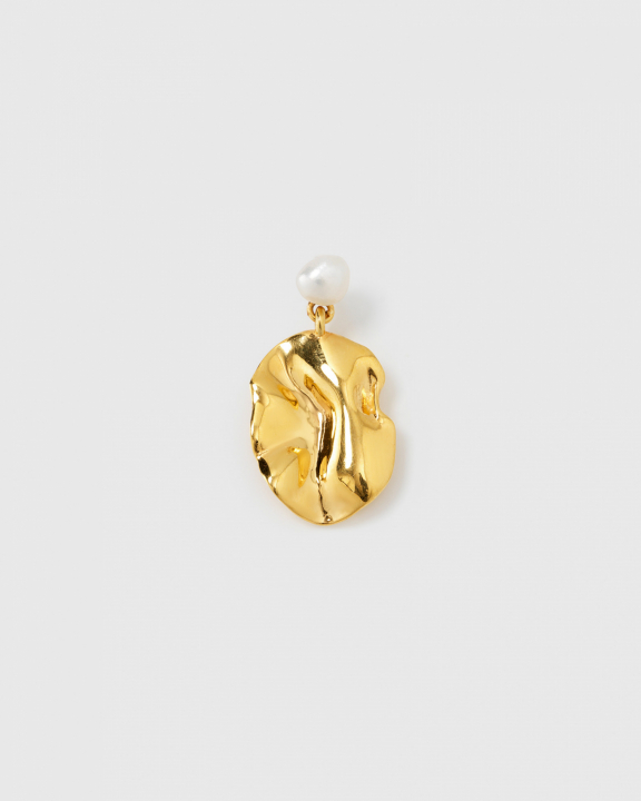 Moulded Short Single Earring Gold (one) i gruppen Øredobber / Perleøredobber hos SCANDINAVIAN JEWELRY DESIGN (EG1277)