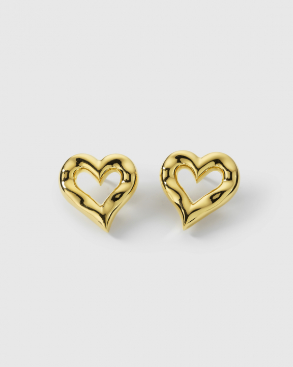 Puff Heart Earrings Gold i gruppen Øredobber / Gulløredobber hos SCANDINAVIAN JEWELRY DESIGN (EG1299)