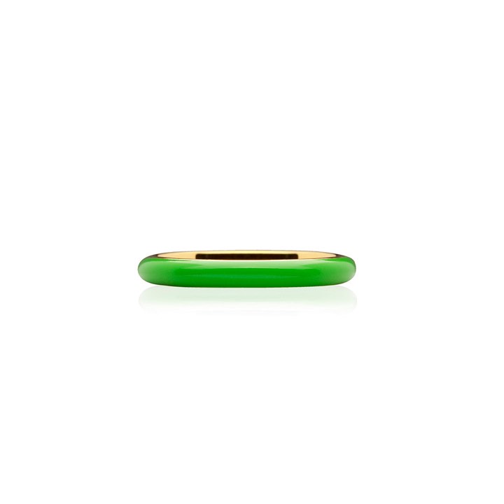 Enamel thin ring green (Gull) i gruppen Ringer / Gullringer hos SCANDINAVIAN JEWELRY DESIGN (R2140GPEG)