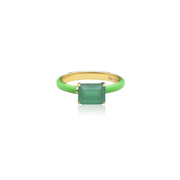 Iris enamel ring green (Gull) i gruppen Ringer / Gullringer hos SCANDINAVIAN JEWELRY DESIGN (R2141GEGO)
