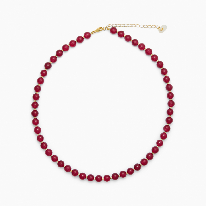 Hailey Red Jade Necklace i gruppen Halskjede / Gullkjede hos SCANDINAVIAN JEWELRY DESIGN (RODJ-KH)