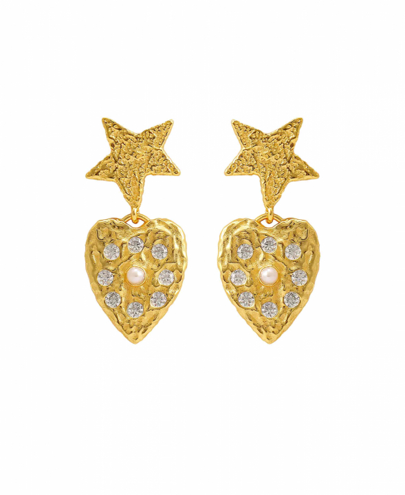 Lucia Star Earrings Gold i gruppen Øredobber / Perleøredobber hos SCANDINAVIAN JEWELRY DESIGN (S08546G)