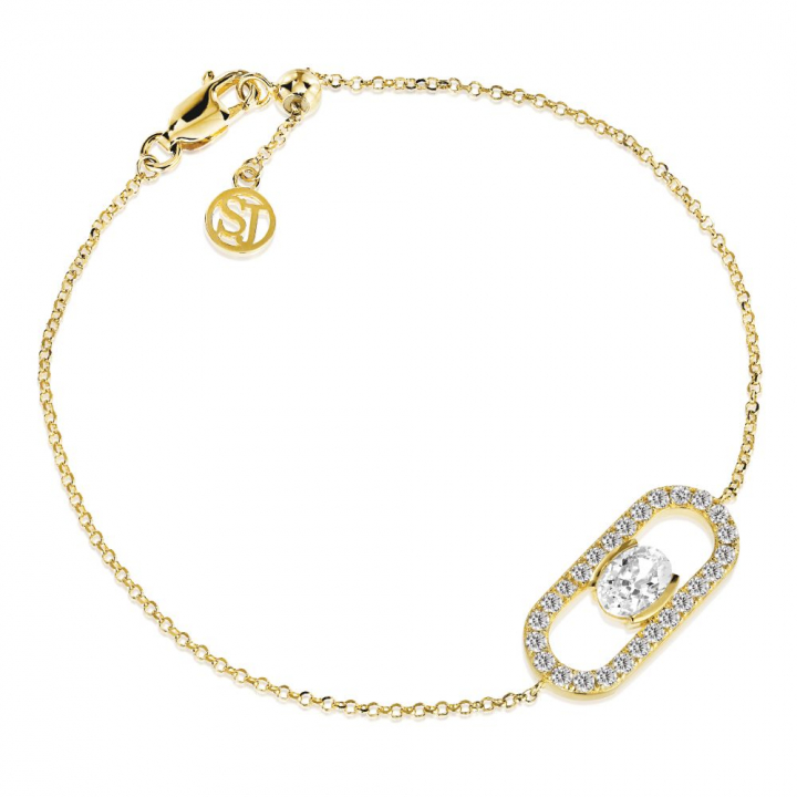 Ellisse Carezza - 18k Gullpläterad, med vita zirkoner  Armbånd i gruppen Armbånd / Gullarmbånd hos SCANDINAVIAN JEWELRY DESIGN (SJ-B2360-CZ-YG)