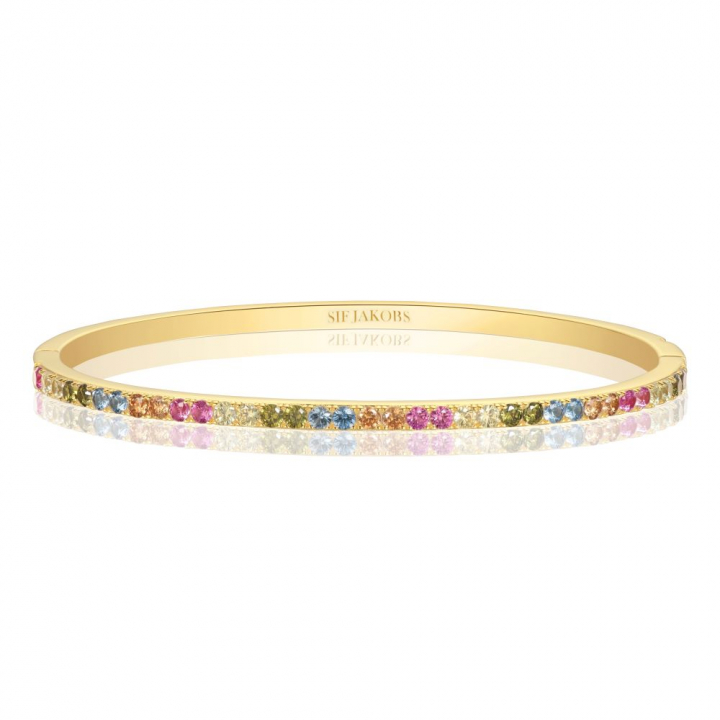 Ellisse - 18k Gullpläterad, med multifärgade zirkoner Armbånd i gruppen Armbånd / Gullarmbånd hos SCANDINAVIAN JEWELRY DESIGN (SJ-BG2344-XCZ-YG)