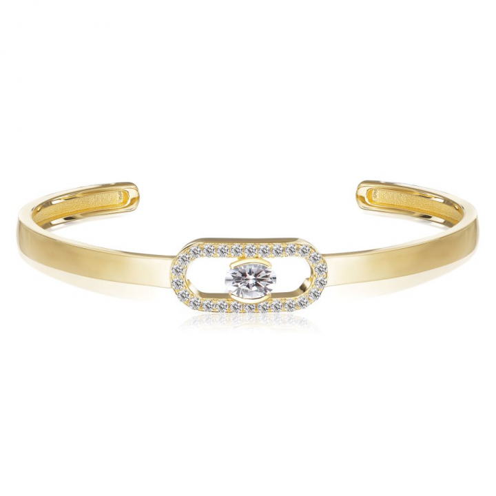 Ellisse Carezza - 18k Gullpläterad, med vita zirkoner  Armbånd i gruppen Armbånd / Gullarmbånd hos SCANDINAVIAN JEWELRY DESIGN (SJ-BG2360-CZ-YG)