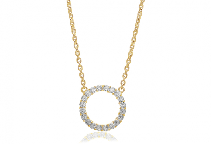 BIELLA GRANDE Halskjede Hvite Zirkoner (Gull) i gruppen Halskjede / Gullkjede hos SCANDINAVIAN JEWELRY DESIGN (SJ-C3381-CZYG)