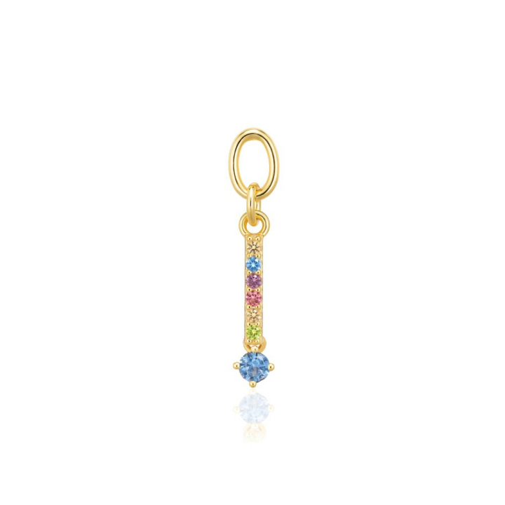 Charm Circolo Lungo - 18k Gullpläterad, med multifärgade zirkoner Hoop  i gruppen Øredobber / Gulløredobber hos SCANDINAVIAN JEWELRY DESIGN (SJ-CH2373-XCZ-YG)
