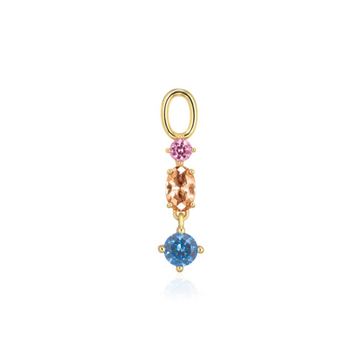 Charm Pendolo Tre - 18k Gullpläterad, med multifärgade zirkoner Hoop  i gruppen Øredobber / Gulløredobber hos SCANDINAVIAN JEWELRY DESIGN (SJ-CH2374-XCZ-YG)