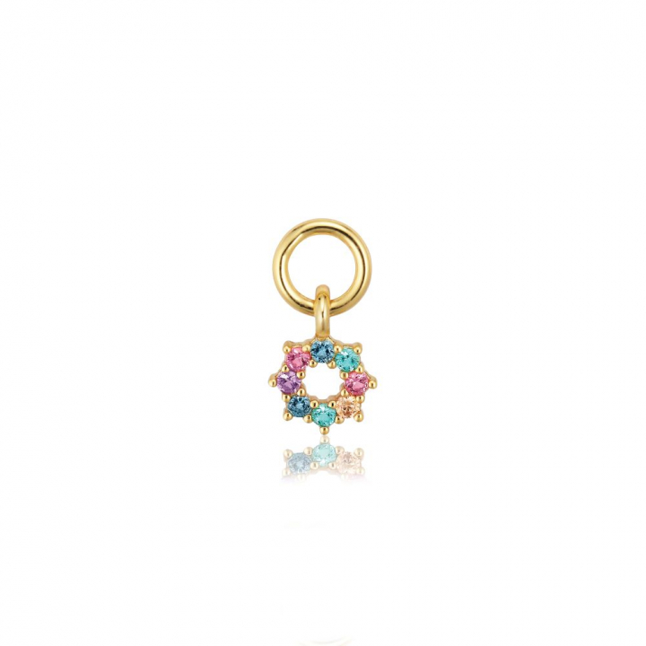 Charm Sole  - 18k Gullpläterad, med multifärgade zirkoner Hoop  i gruppen Øredobber hos SCANDINAVIAN JEWELRY DESIGN (SJ-CH2377-XCZ-YG)