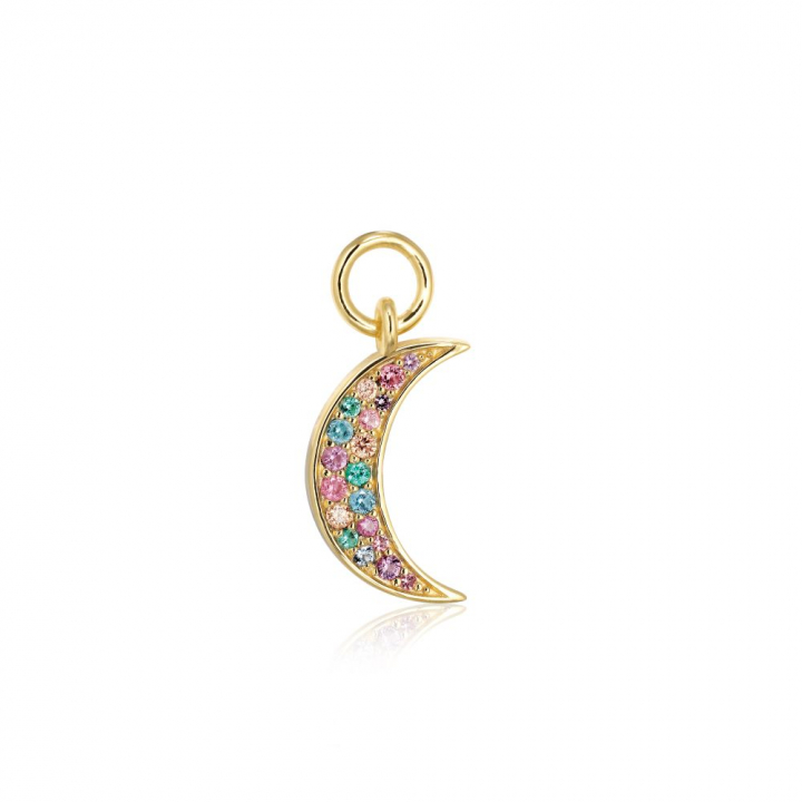 Charm Luna  - 18k Gullpläterad, med multifärgade zirkoner Hoop  i gruppen Øredobber hos SCANDINAVIAN JEWELRY DESIGN (SJ-CH2380-XCZ-YG)