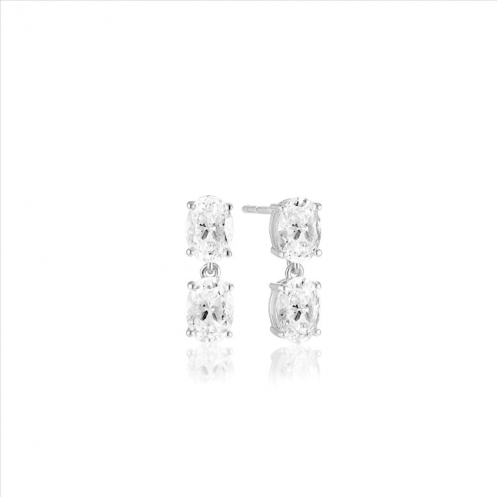 Ellisse Due Piccolo - med vita zirkoner Øreringer i gruppen Øredobber / Sølvøredobber hos SCANDINAVIAN JEWELRY DESIGN (SJ-E2308-CZ)