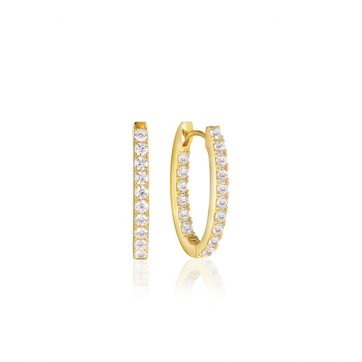 Ellisse Piccolo - 18k Gullpläterade, med vita zirkoner Øreringer i gruppen Øredobber hos SCANDINAVIAN JEWELRY DESIGN (SJ-E2312-CZ-YG)