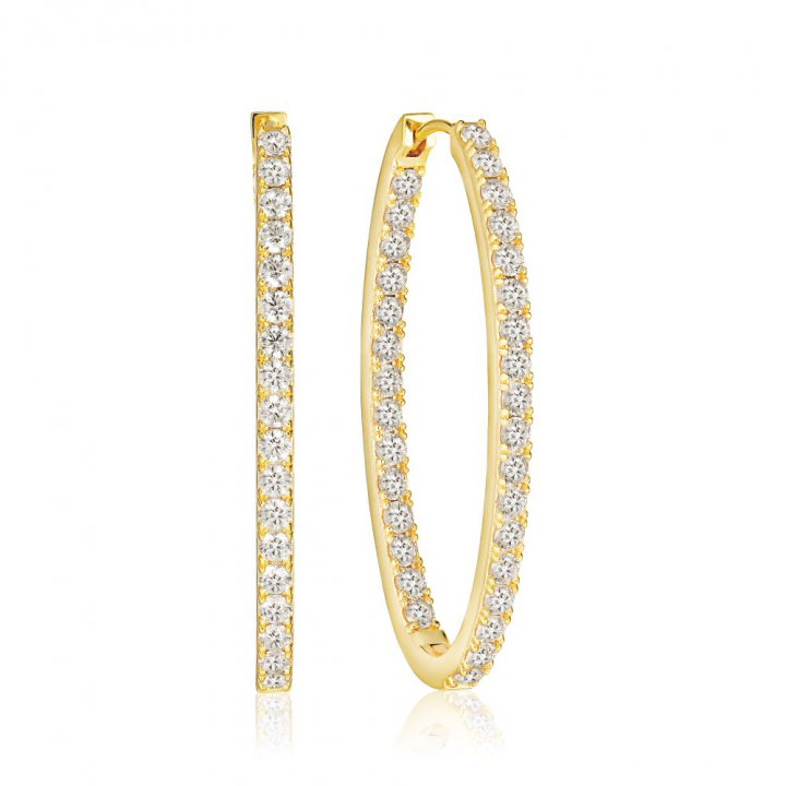 Ellisse Medio - 18k Gullpläterade, med vita zirkoner Øreringer i gruppen Øredobber / Gulløredobber hos SCANDINAVIAN JEWELRY DESIGN (SJ-E2313-CZ-YG)
