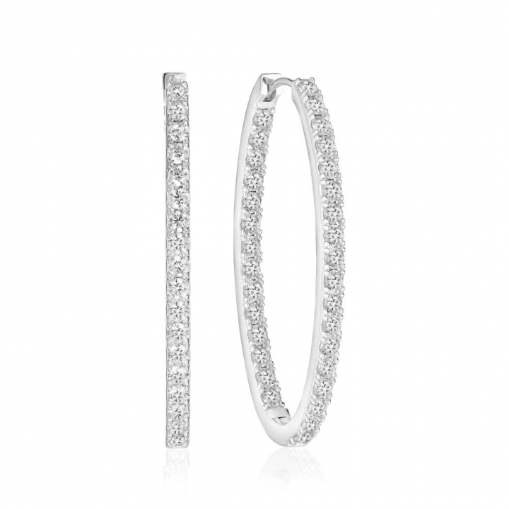Ellisse Medio - med vita zirkoner Øreringer i gruppen Øredobber / Sølvøredobber hos SCANDINAVIAN JEWELRY DESIGN (SJ-E2313-CZ)