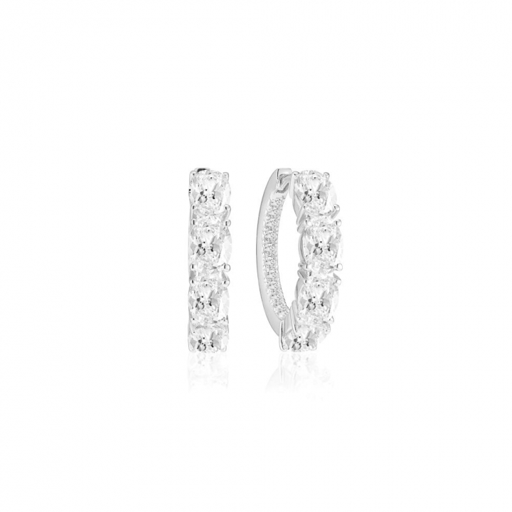 Ellisse Creolo - med vita zirkoner Øreringer i gruppen Øredobber hos SCANDINAVIAN JEWELRY DESIGN (SJ-E2315-CZ)