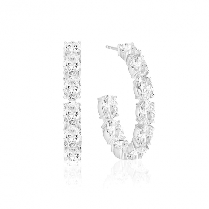 Ellisse - med vita zirkoner Øreringer i gruppen Øredobber / Sølvøredobber hos SCANDINAVIAN JEWELRY DESIGN (SJ-E2319-CZ)