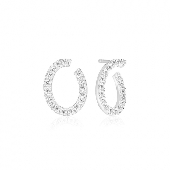 Ellisse Ovale - med vita zirkoner Øreringer i gruppen Øredobber / Sølvøredobber hos SCANDINAVIAN JEWELRY DESIGN (SJ-E2321-CZ)