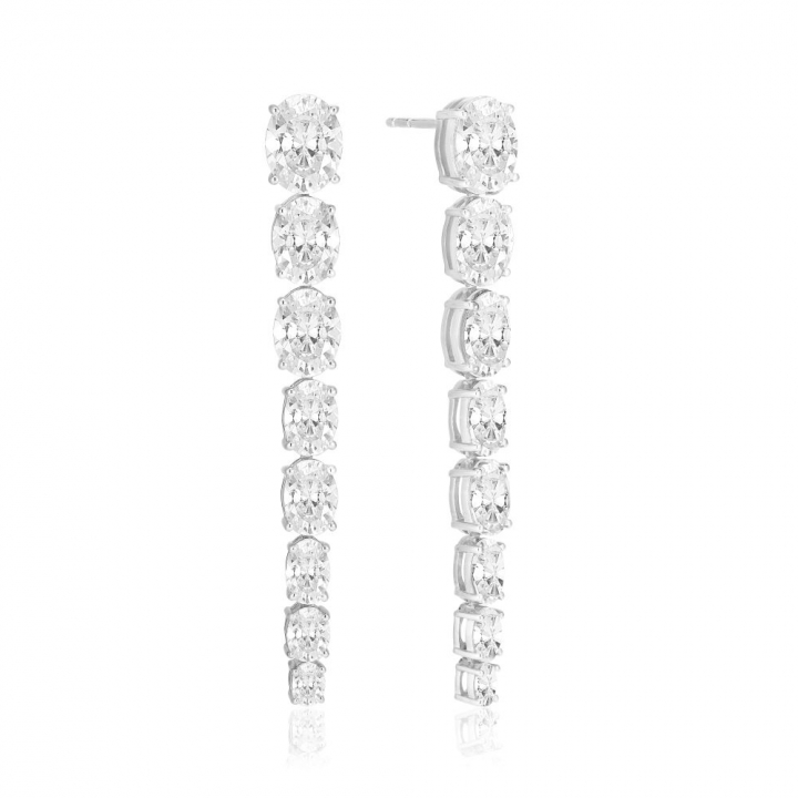 Ellisse Lungo Otto - med vita zirkoner Øreringer i gruppen Øredobber hos SCANDINAVIAN JEWELRY DESIGN (SJ-E2324-CZ)