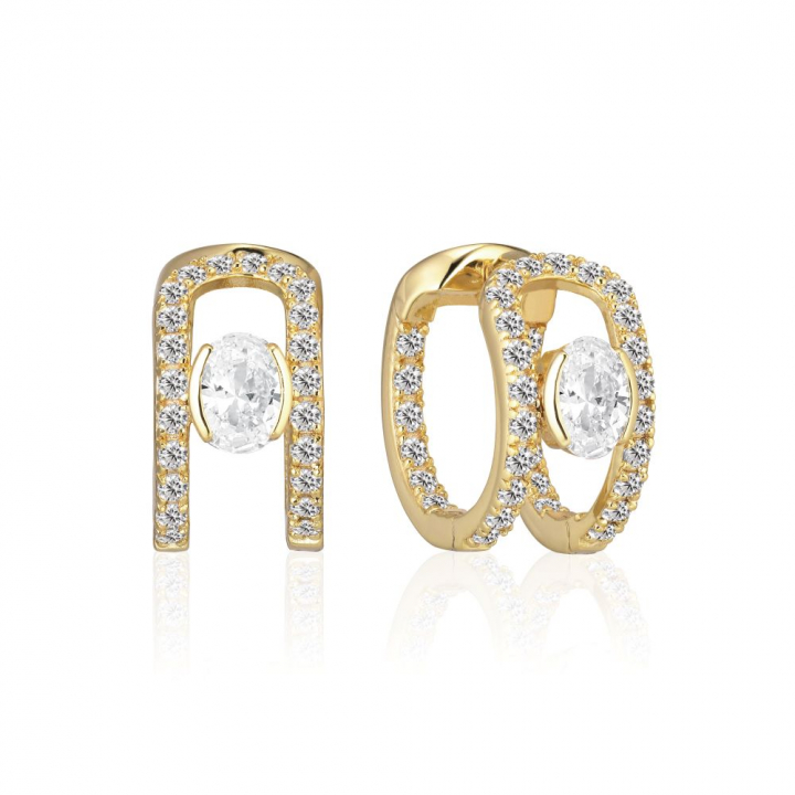 Ellisse Carezza Creolo - 18k Gullpläterade, med vita zirkoner Øreringer i gruppen Øredobber hos SCANDINAVIAN JEWELRY DESIGN (SJ-E2352-CZ-YG)