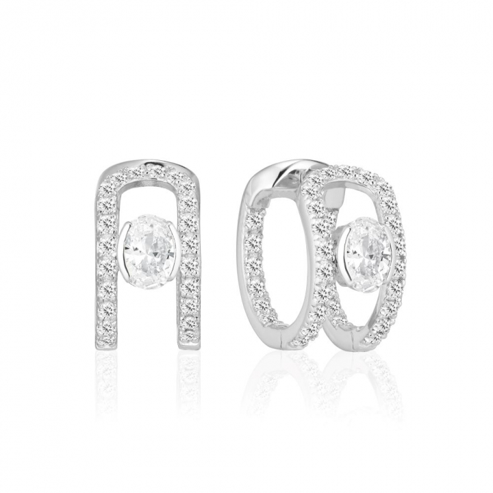Ellisse Carezza Creolo - med vita zirkoner Øreringer i gruppen Øredobber / Sølvøredobber hos SCANDINAVIAN JEWELRY DESIGN (SJ-E2352-CZ)