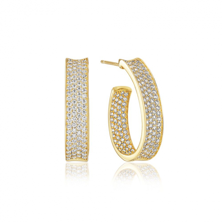 Feline Concavo - 18k Gullpläterade, med vita zirkoner Øreringer i gruppen Øredobber hos SCANDINAVIAN JEWELRY DESIGN (SJ-E2390-CZ-YG)