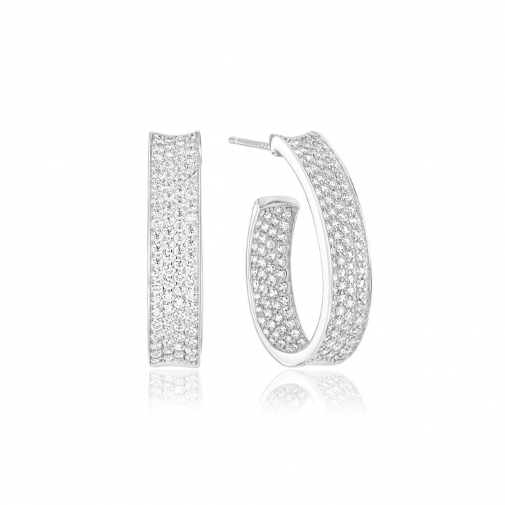 Feline Concavo - med vita zirkoner Øreringer i gruppen Øredobber hos SCANDINAVIAN JEWELRY DESIGN (SJ-E2390-CZ)
