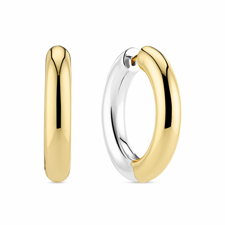 CARRARA PIANURA X-GRANDE EARRINGS Silver/Gold i gruppen Øredobber / Gulløredobber hos SCANDINAVIAN JEWELRY DESIGN (SJ-E2476-2YG)