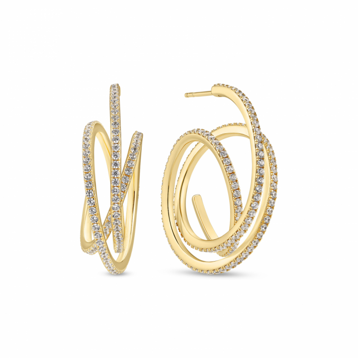 Spirale Grande Earrings gold i gruppen Øredobber / Gulløredobber hos SCANDINAVIAN JEWELRY DESIGN (SJ-E2591-CZ-YG)