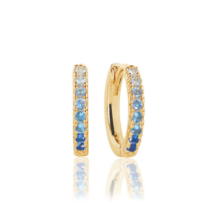 Ellera Medio - 18k Gullpläterade med zirkoner i blå och vit gradient Øreringer i gruppen Øredobber / Gulløredobber hos SCANDINAVIAN JEWELRY DESIGN (SJ-E2859-GBL-YG)