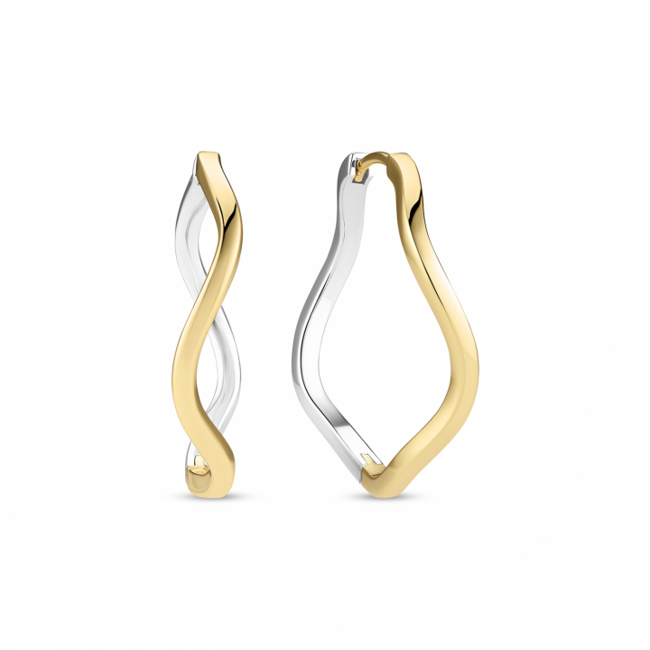 ELLERA WAVES PIANURA X-GRANDE EARRINGS Silver/Gold i gruppen Øredobber / Gulløredobber hos SCANDINAVIAN JEWELRY DESIGN (SJ-E3879-2YG)