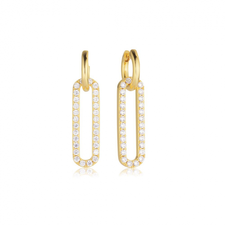 Capizzi Lungo - 18k Gullpläterade, med vita zirkoner Øreringer i gruppen Øredobber hos SCANDINAVIAN JEWELRY DESIGN (SJ-E42220-CZ-YG)