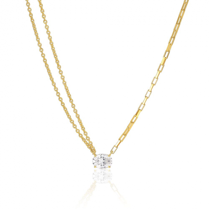 Ellisse Uno - 18k Gullpläterad, med vita zirkoner Halskjede i gruppen Halskjede / Gullkjede hos SCANDINAVIAN JEWELRY DESIGN (SJ-N2331-CZ-YG)