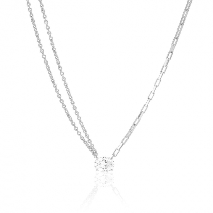 Ellisse Uno - med vita zirkoner Halskjede i gruppen Halskjede / Sølvkjede hos SCANDINAVIAN JEWELRY DESIGN (SJ-N2331-CZ)