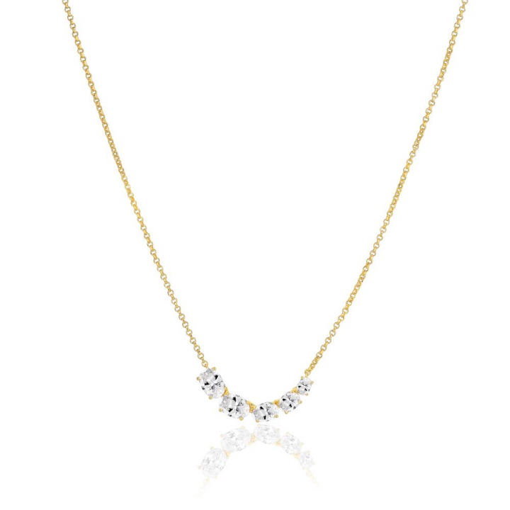 Ellisse Cinque - 18k Gullpläterad, med vita zirkoner Halskjede i gruppen Halskjede / Gullkjede hos SCANDINAVIAN JEWELRY DESIGN (SJ-N2332-CZ-YG)