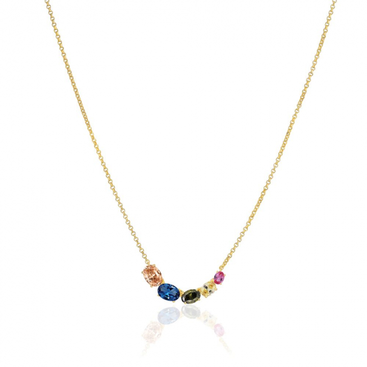 Ellisse Cinque - 18k Gullpläterad, med multifärgade zirkoner Halskjede i gruppen Halskjede / Gullkjede hos SCANDINAVIAN JEWELRY DESIGN (SJ-N2332-XCZ-YG)