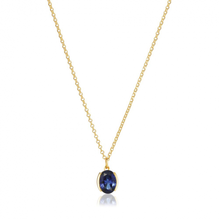 Ellisse Carezza - 18k Gullpläterade, med blåa zirkoner Halskjede i gruppen Halskjede / Gullkjede hos SCANDINAVIAN JEWELRY DESIGN (SJ-N2353-BLCZ-YG)