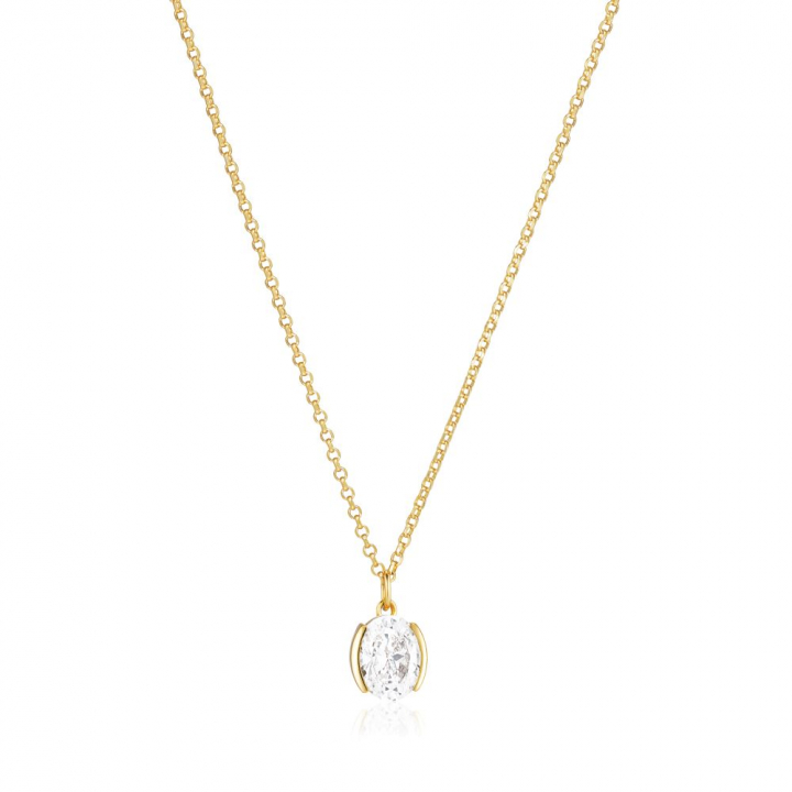 Ellisse Carezza - 18k Gullpläterad, med vita zirkoner Halskjede i gruppen Halskjede / Gullkjede hos SCANDINAVIAN JEWELRY DESIGN (SJ-N2353-CZ-YG)