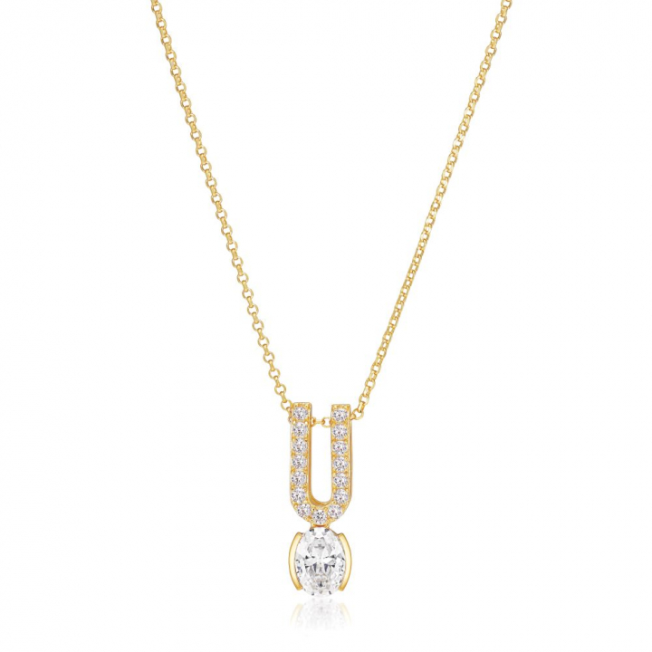 Ellisse Carezza ino - 18k Gullpläterad, med vita zirkoner Halskjede i gruppen Halskjede / Gullkjede hos SCANDINAVIAN JEWELRY DESIGN (SJ-N2354-CZ-YG)