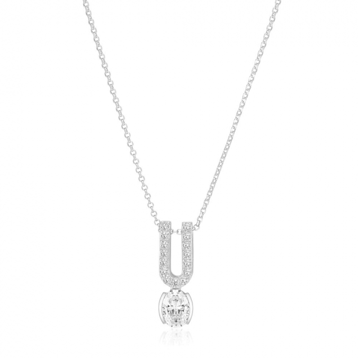 Ellisse Carezza Uno - med vita zirkoner Halskjede i gruppen Halskjede / Sølvkjede hos SCANDINAVIAN JEWELRY DESIGN (SJ-N2354-CZ)