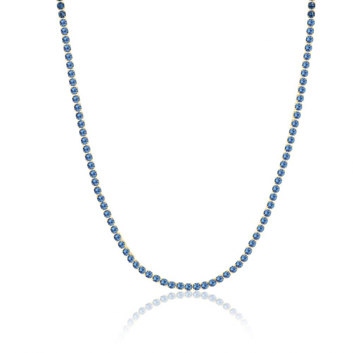 Ellera Grande - 18k Gullpläterad, med blåa zirkoner Halskjede i gruppen Halskjede / Gullkjede hos SCANDINAVIAN JEWELRY DESIGN (SJ-N2872-BLCZ-YG-38)