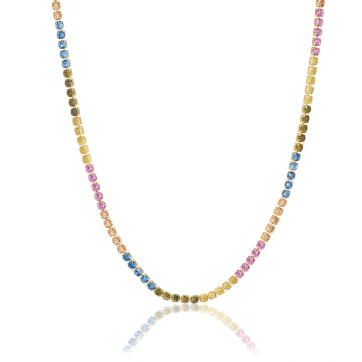 Ellera Grande - 18k Gullpläterad, med multifärgade zirkoner Halskjede i gruppen Halskjede / Gullkjede hos SCANDINAVIAN JEWELRY DESIGN (SJ-N2872-XCZ-YG-43)