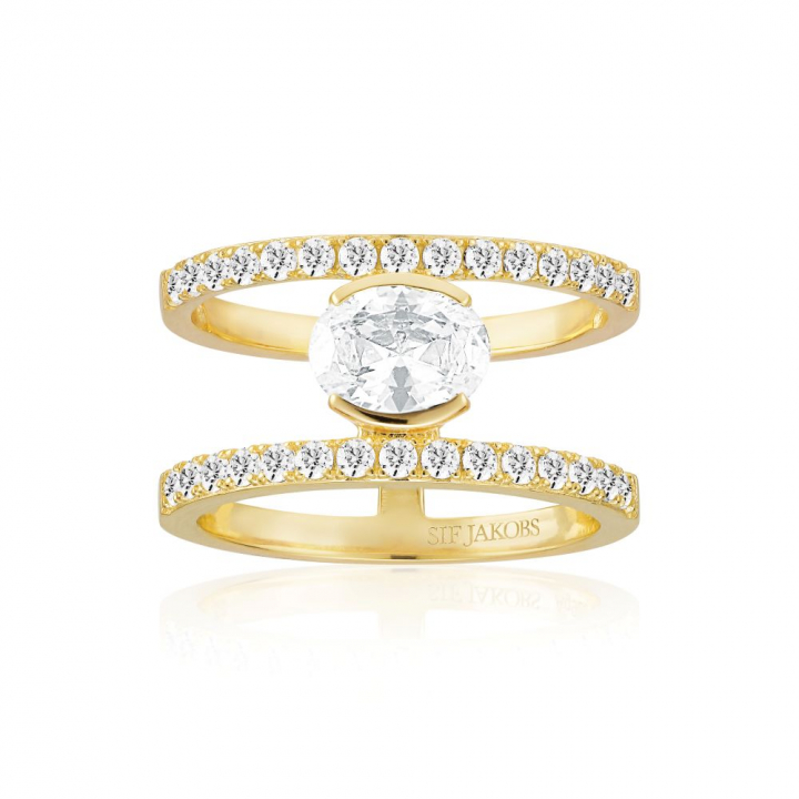 Product Image for Sif Jakobs Ellisse Carezza Grande - 18k Gullpläterad, med vita zirkoner Ring 52