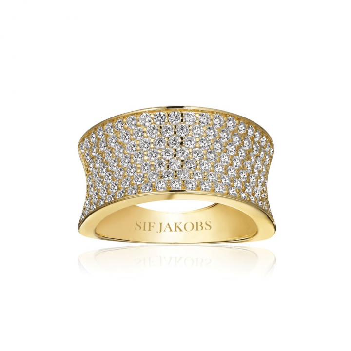 Feline Concavo - 18k Gullpläterad, med vita zirkoner Ring  i gruppen Ringer / Gullringer hos SCANDINAVIAN JEWELRY DESIGN (SJ-R2393-CZ-YG)